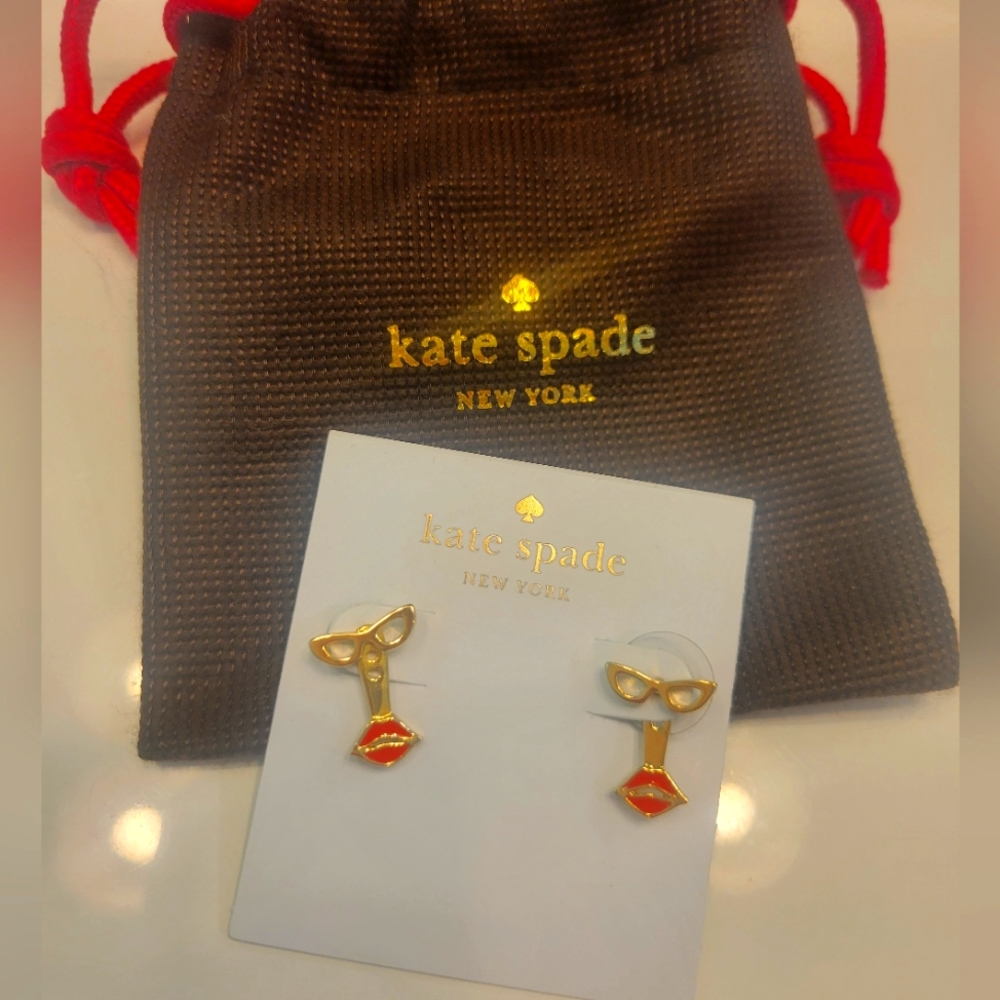 Kate Spade Goreski glasses lips earrings